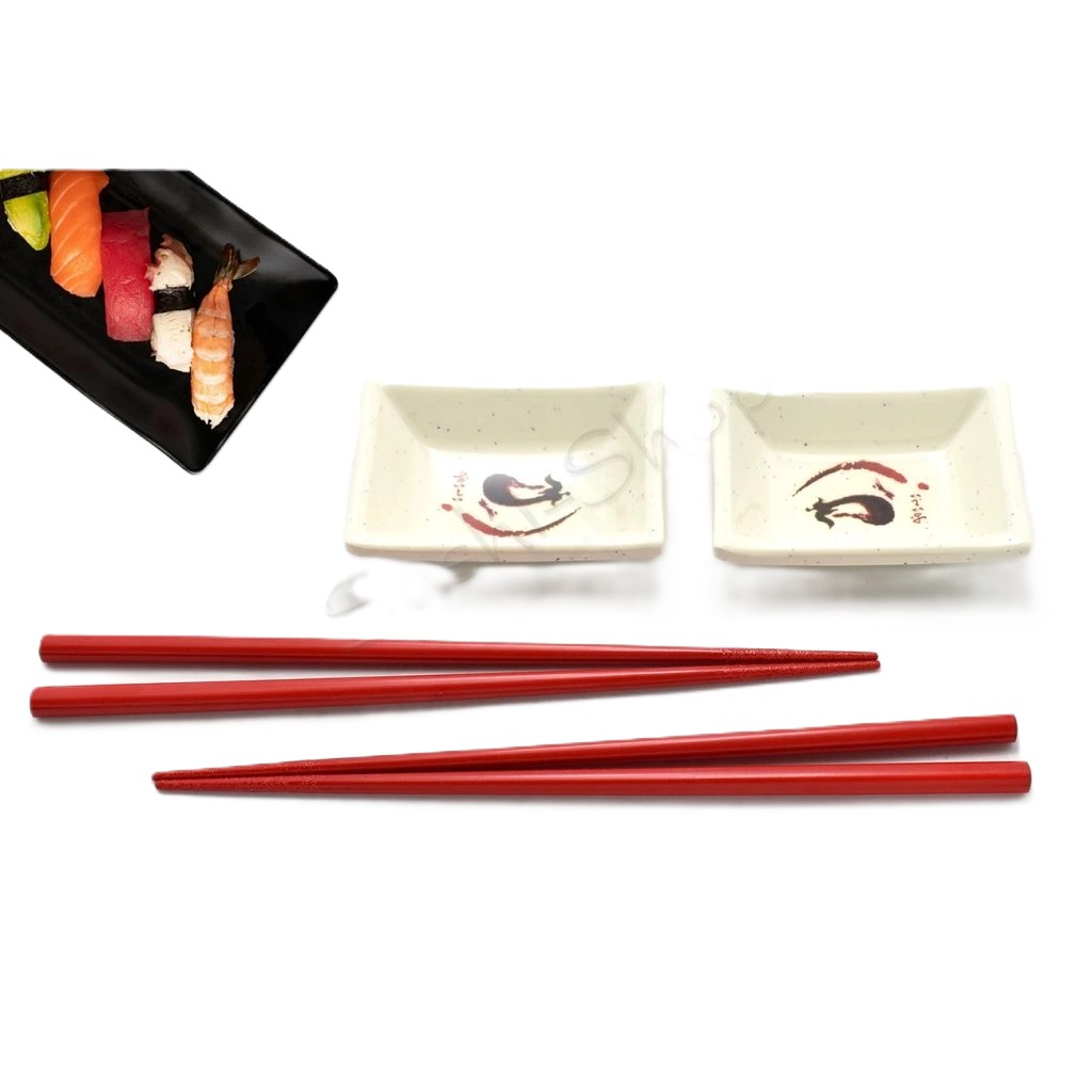 foto Sushi set EDO Japan � �erven� h�lky a melaminov� misti�ky